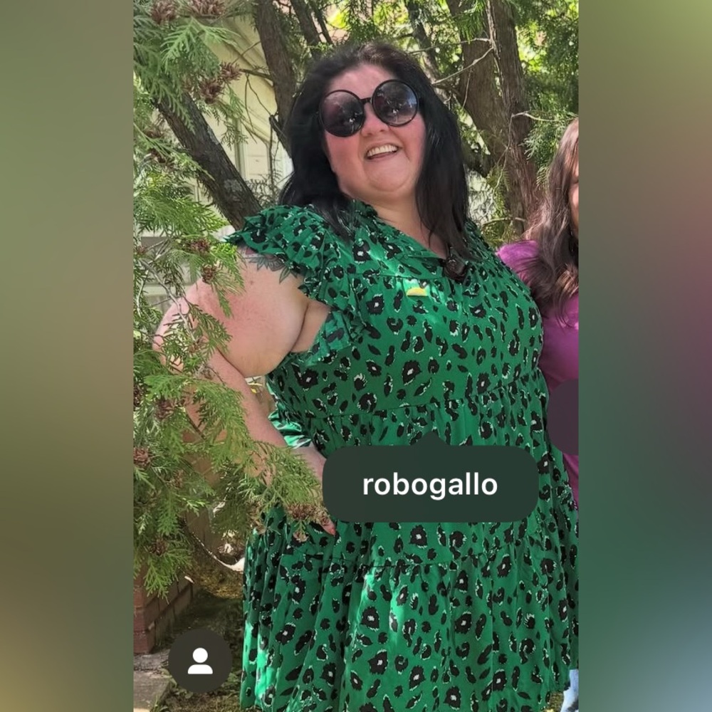 Green Leopard Print Ruffle Dress - Picture 12 of 13